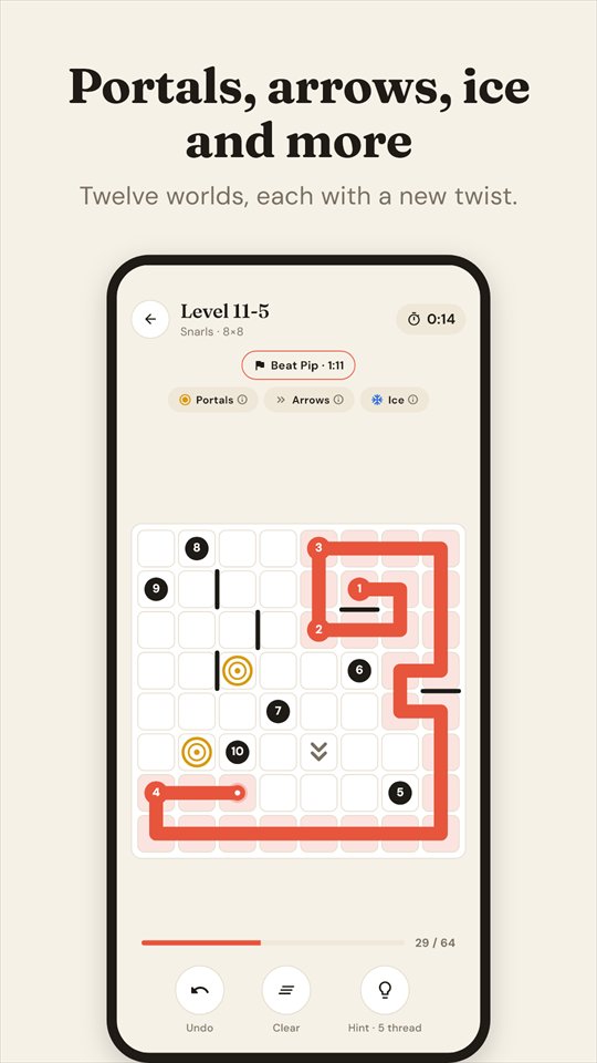 Portals, arrows, ice and more: a level with special tiles.