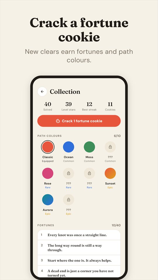 Crack a fortune cookie: collected fortunes and path colours.